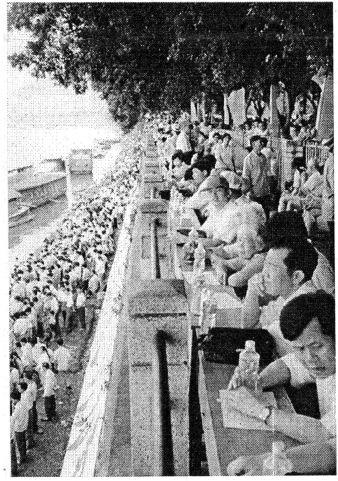武江河岸观看龙舟赛的市民